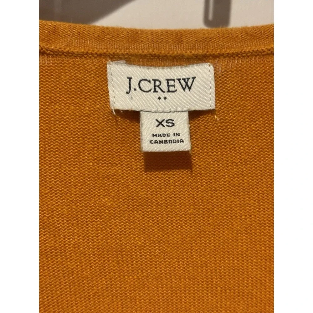 J Crew Sweater Linen Amber Yellow  Tunic Blend‎ Rolled V Neck Long Sleeve XS